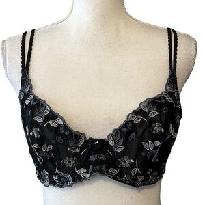 Wacoal 85187 Elegant Demi Embroidered Lace Underwire mesh lined cups Bra SZ 36B